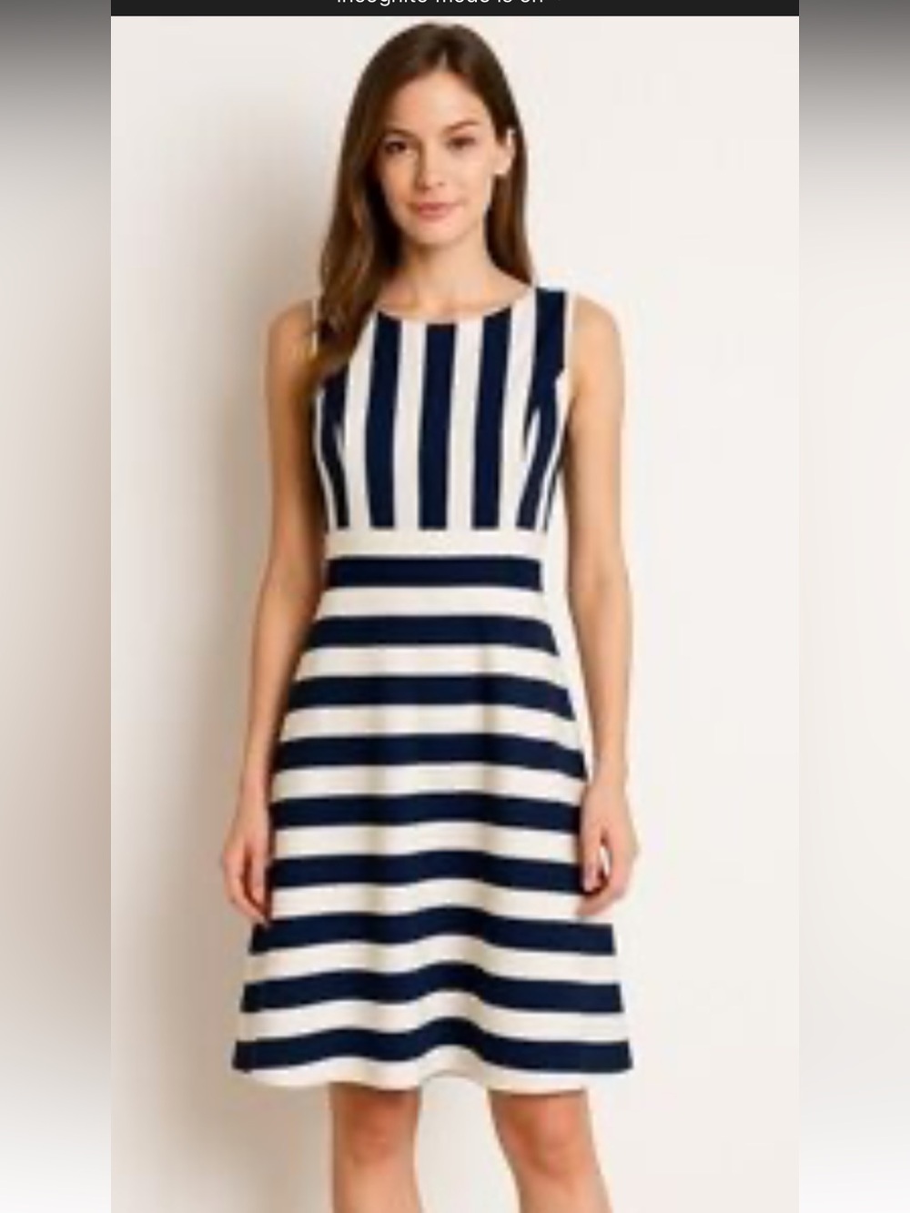 Ann Taylor Factory Navy and White Striped Sleeveless Midi Dress - Picture 2 of 7